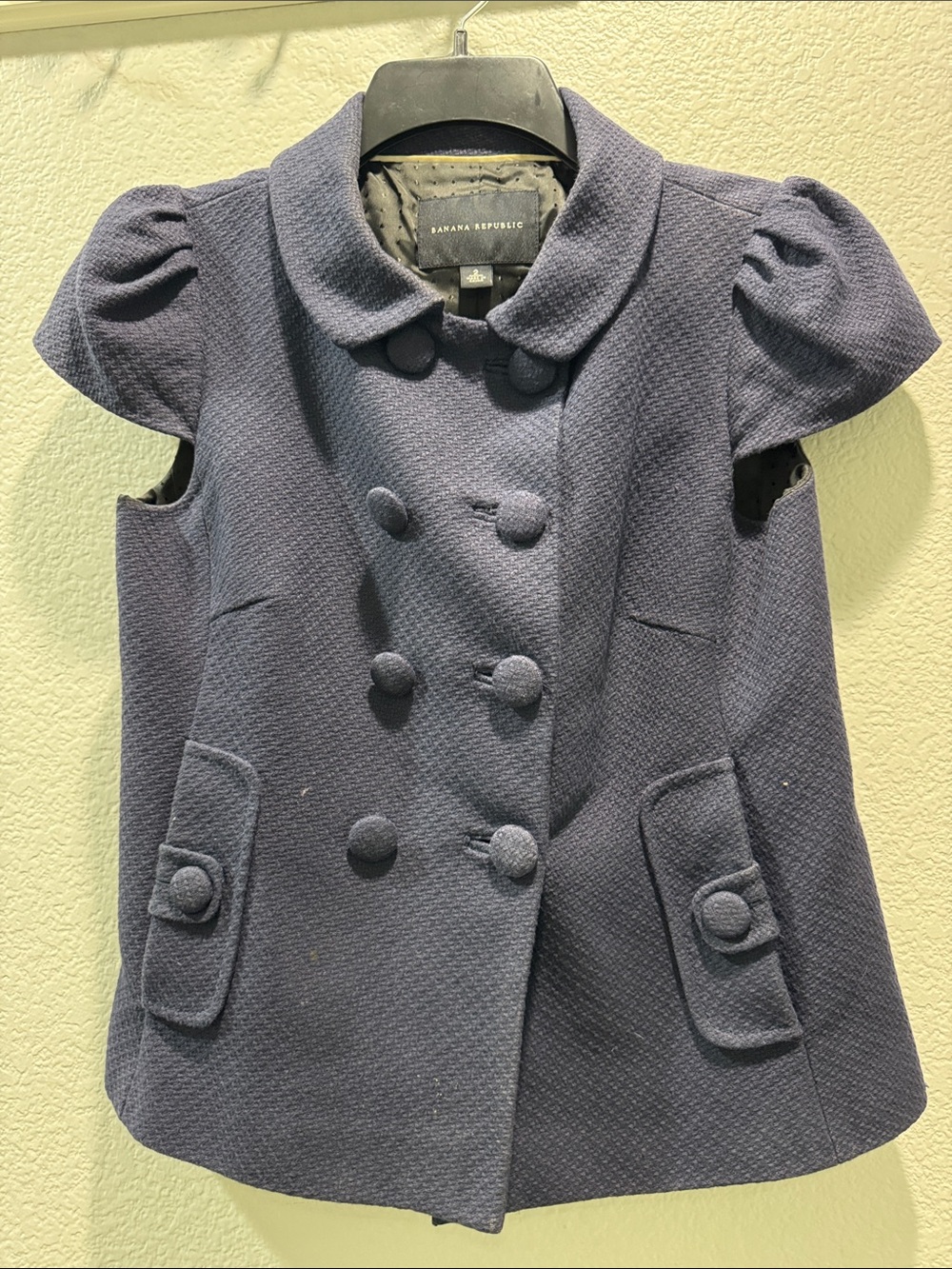 Banana Republic Girls' Navy Double-Breasted Vest with Puff Sleeves